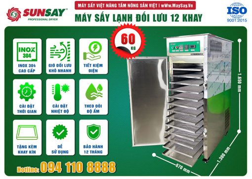 Máy sấy lạnh đối lưu 12 khay SUNSAY