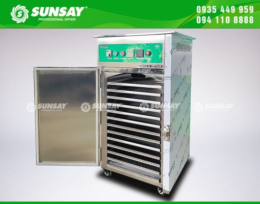 Máy sấy nhiệt đối lưu 12 khay mini được thiết kế và cấu tạo với vật liệu inox 304